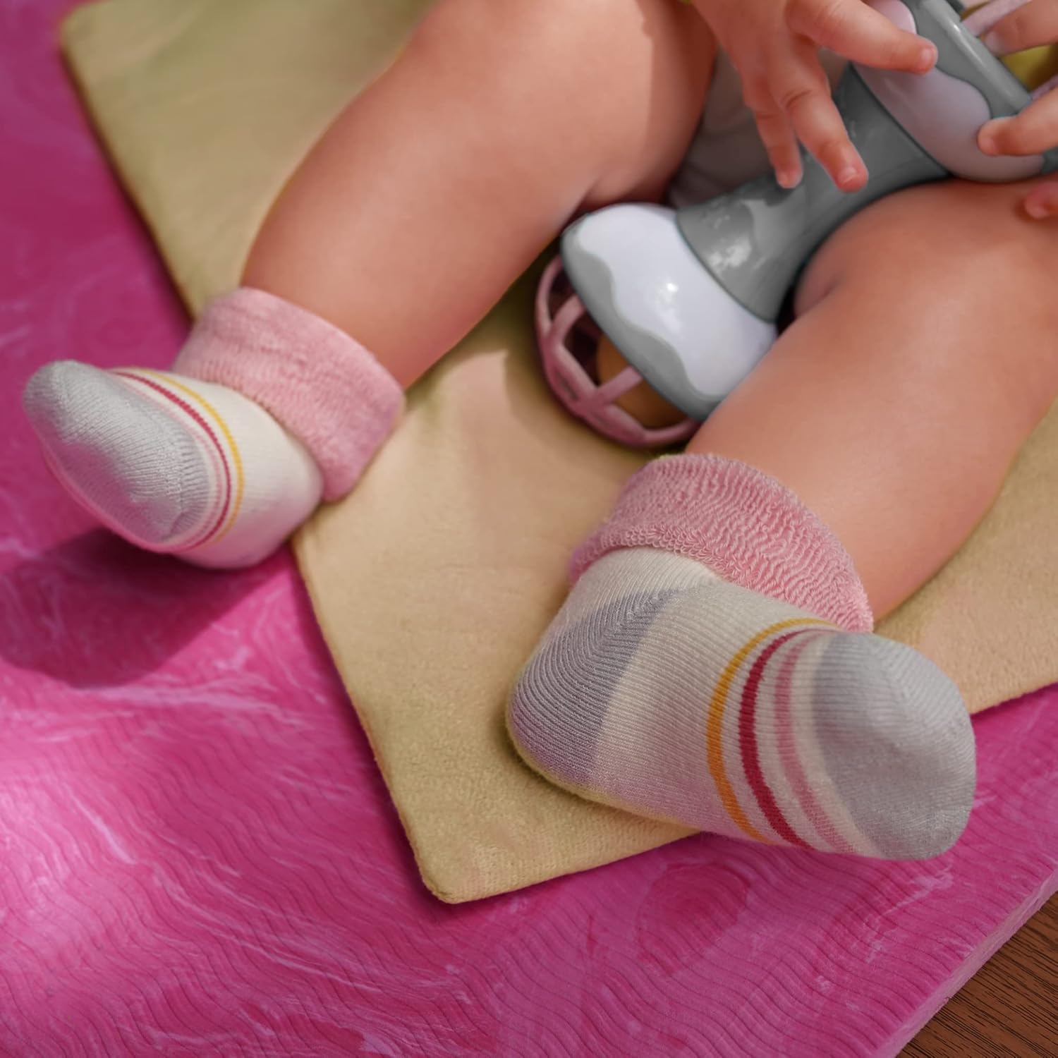 RATIVE Newborn Baby Socks 0-6,6-12 Months Terry Turn Cuff Socks for Boys Girls - Image 8