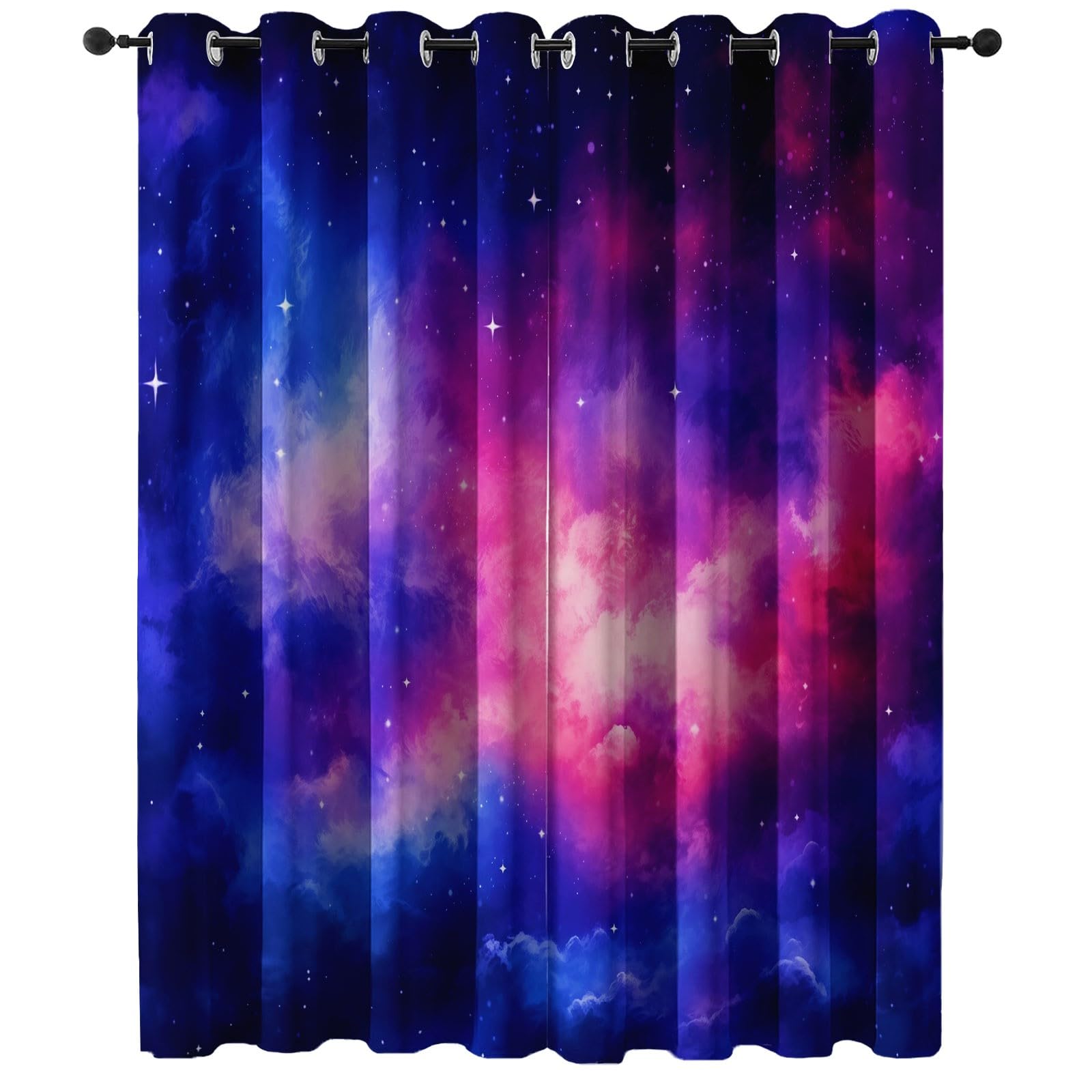 Rideau Occultant 150L X 280H cm (2 Panneaux) Rideaux Opaque Doux, Rideau Imprimé Fantaisie Univers Nuages Étoiles Thermiques Anti Chaleur pour Salon Chambre Fenetre Cuisine - Bleu Violet