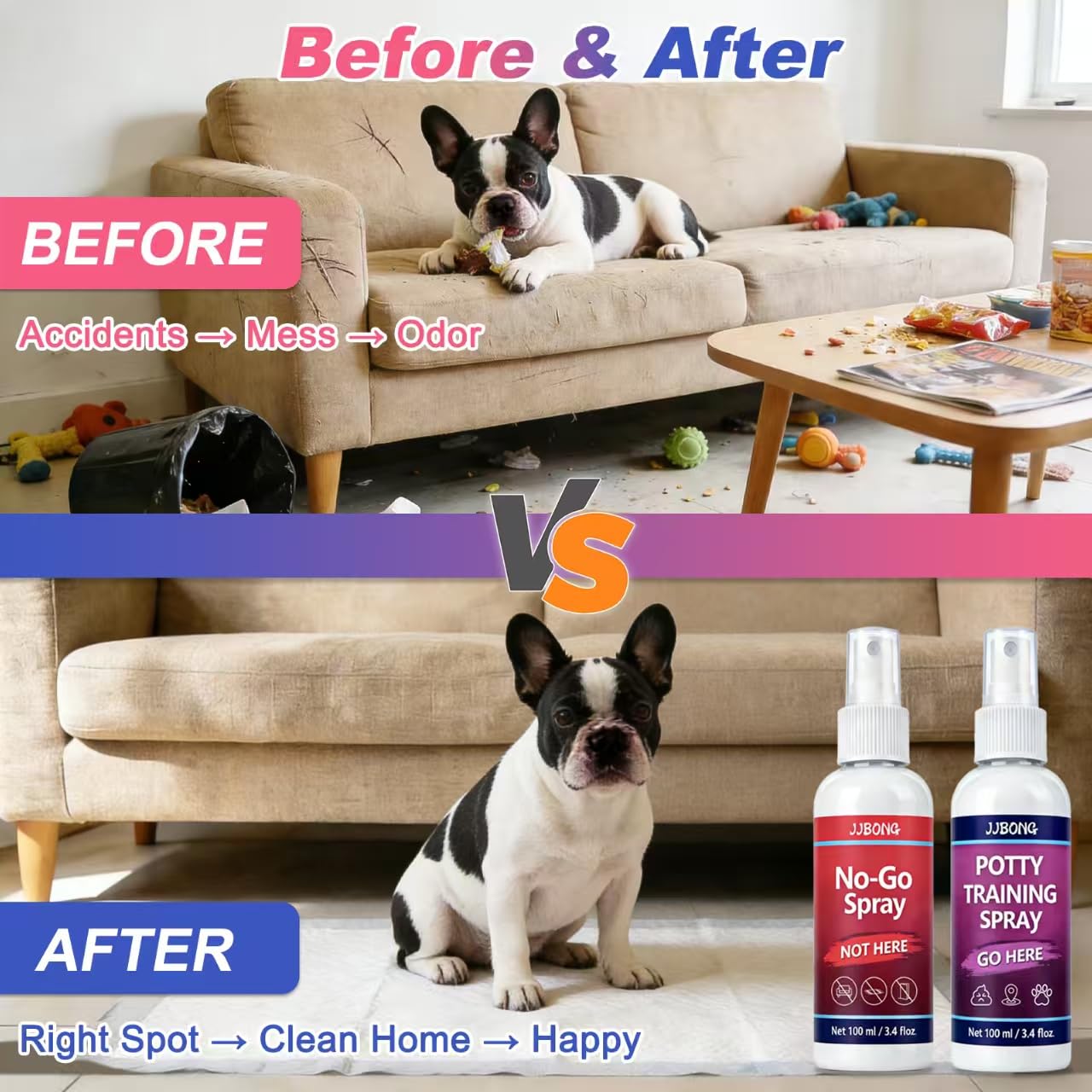 JJBONG Potty Training Spray for Dogs, Puppy Potty Training Spray, Includes Here Potty & Not Here Training Spray, Puppy Pee Spray, Helps Dogs Develop Proper Potty Habitss, 6.8 Fl Oz (Pack of 2). — view 5