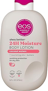 eos Shea Better Body Lotion- Coconut Waters, 24-Hour Moisture Skin Care, Lightweight & Non-Greasy, Made with Natural Shea, Vegan, 16 fl oz