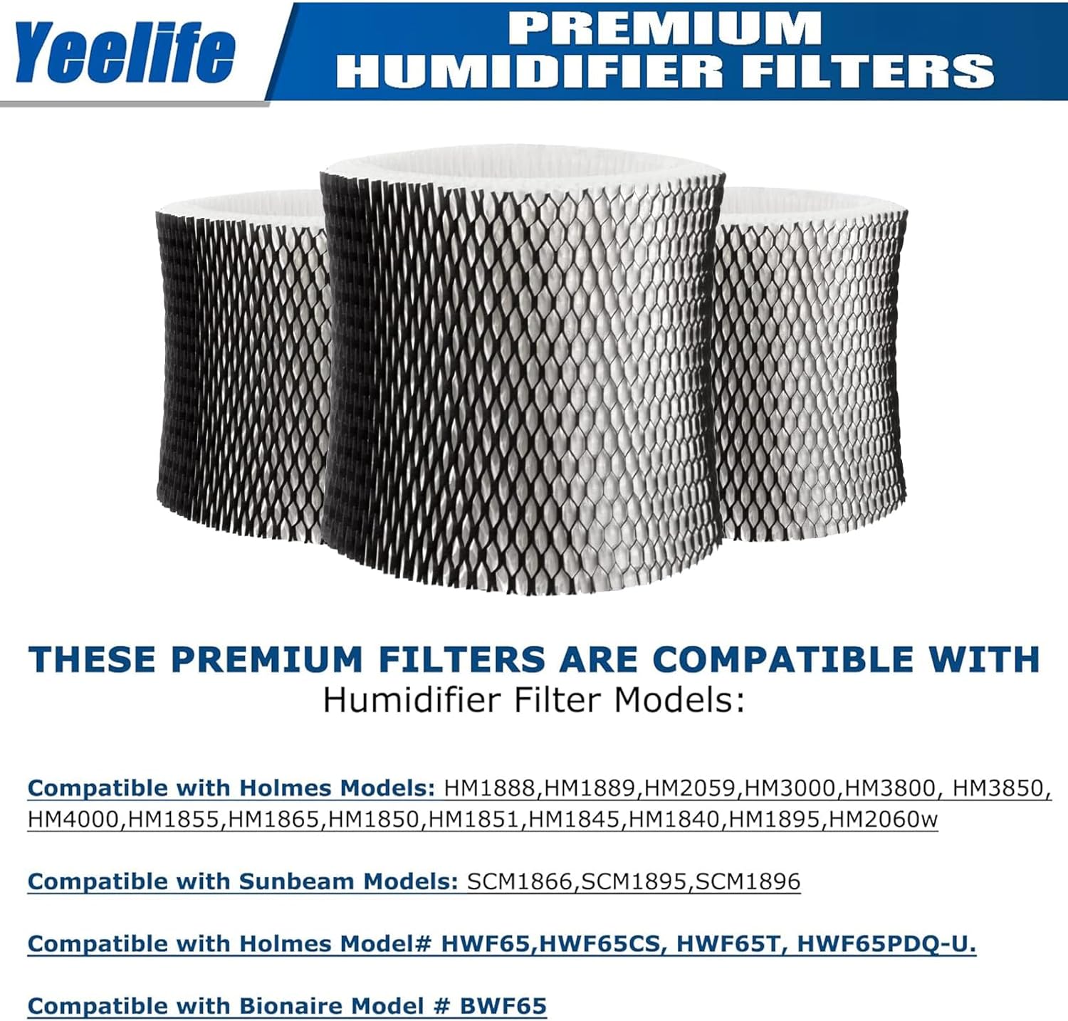 6 Pack HWF65 Humidifier Filter Compatible with Holmes Humidifier Filter, Replacement Humidifier Filter C, HWF65PDQ-U