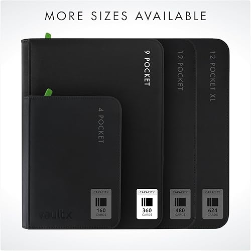 Miniatura 6 de Vault X Carpeta de 9 bolsillos con cremallera para tarjetas, 360 tarjetas, material de álbum Exo-Tec premium, 20 páginas de carga lateral, carpeta