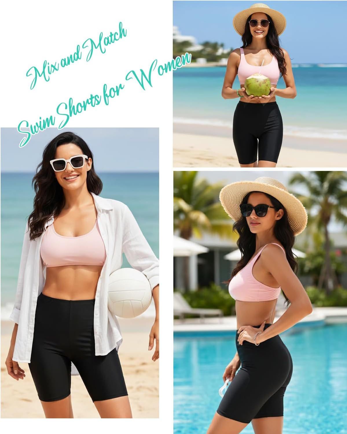 Holipick 7" Swim Shorts Women High Waisted Bathing Suit Shorts Tummy Control Swimsuit Boyshorts Bottom with Liner - Image 5