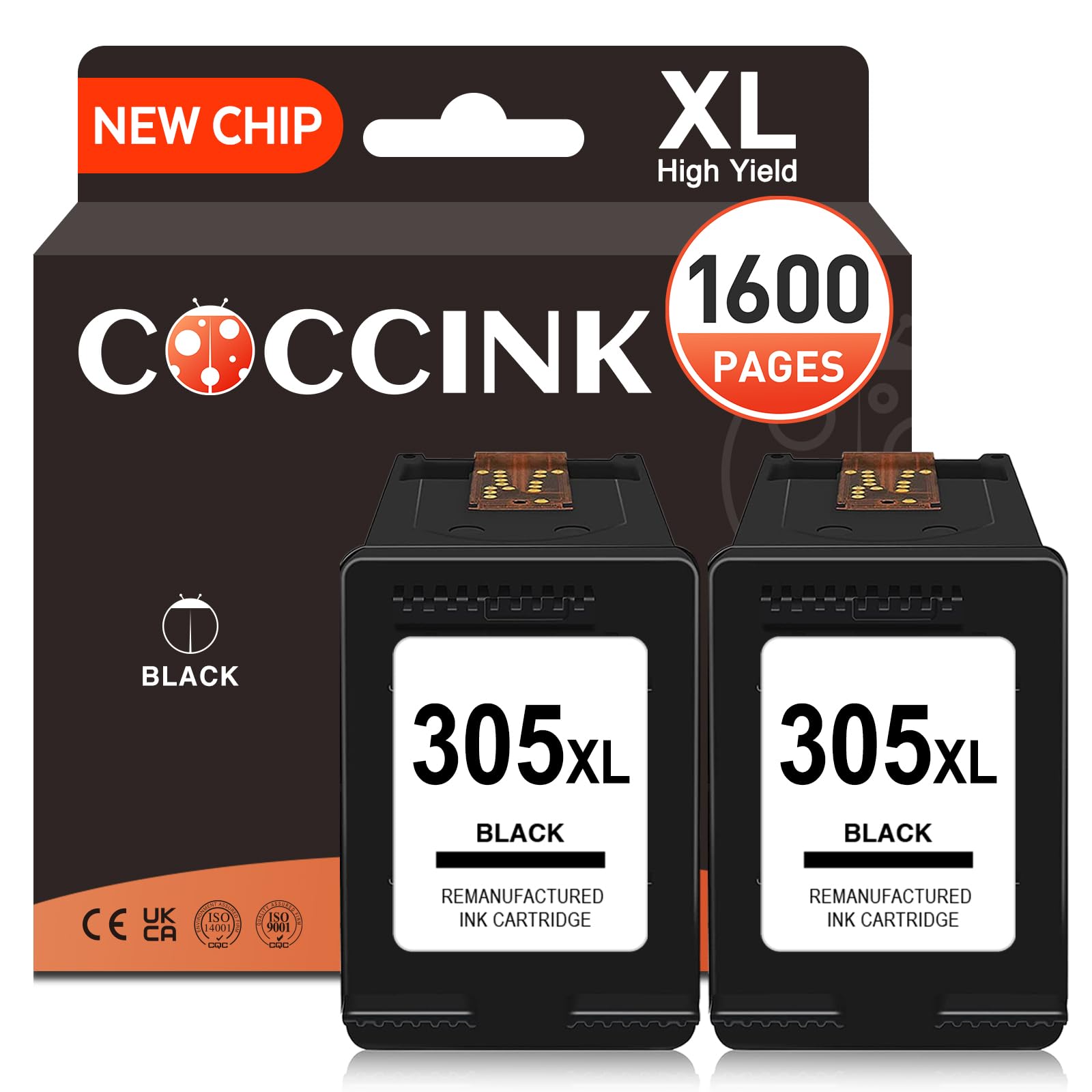 COCCINK 305XL Negro Pack Tinta para HP 305 XL DeskJet 2820e 2800e 2810e | Cartuchos de Tinta para HP 305 XL DeskJet 4200 4210e 4220e 4222e 4230e 2821e 2822e 2823e Tinta Impresora para HP 305 XL Negro