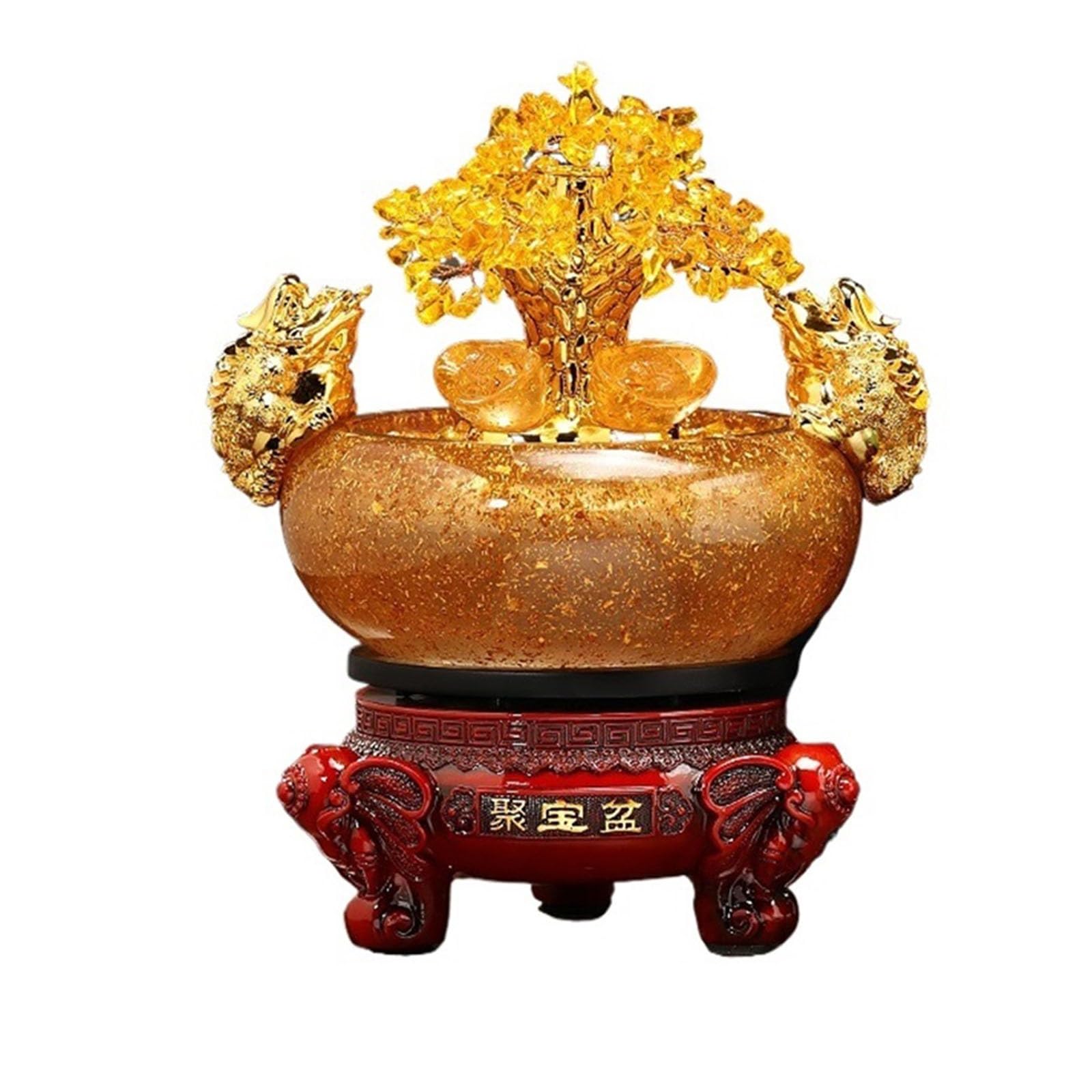 Money Tree Treasure Pot Crystal Tree Ornament - Auspicious Feng Shui Decor for Wealth Accumulation, Citrine Gemstone Sculpture for Prosperity and Good Fortune Crystal Tree(Orange)