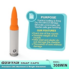 GORTAR 308Win Snap Caps Training Dummy Rounds Practice Safe Loading Firing Close to Real Weight -6 Pcs
