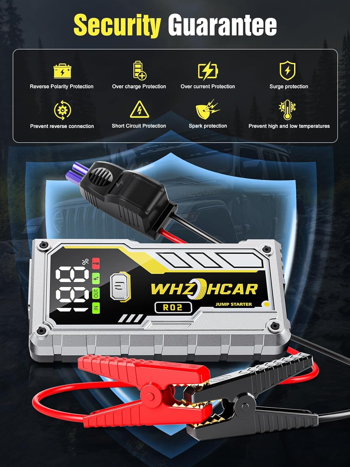 Arrancador De Coche 6000A 12V | Para Motores Hasta 10L Diésel | Batería 21800mAh | Con Linterna LED Y Carga Rápida