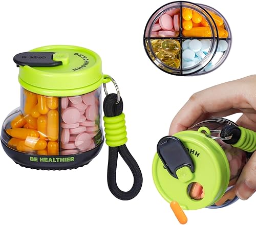 Miniatura 6 de Organizador de píldoras de viaje con 7 compartimentos para 1 semana Suministro KIGI Pastillero de bolsillo Fishoil Contenedor de vitamina (4.5 x 2.5