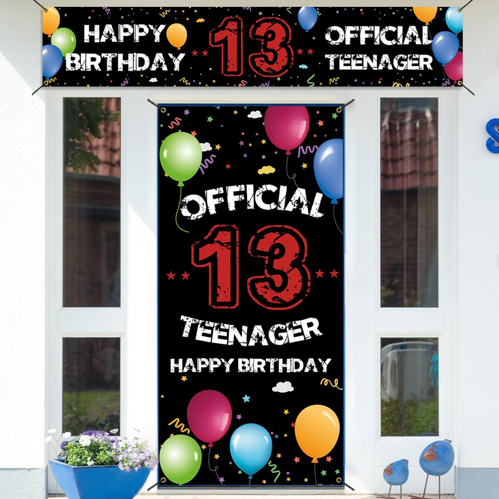 Amazon.com : HTDZZI Happy 13th Birthday Backdrop Decorations Kit ...