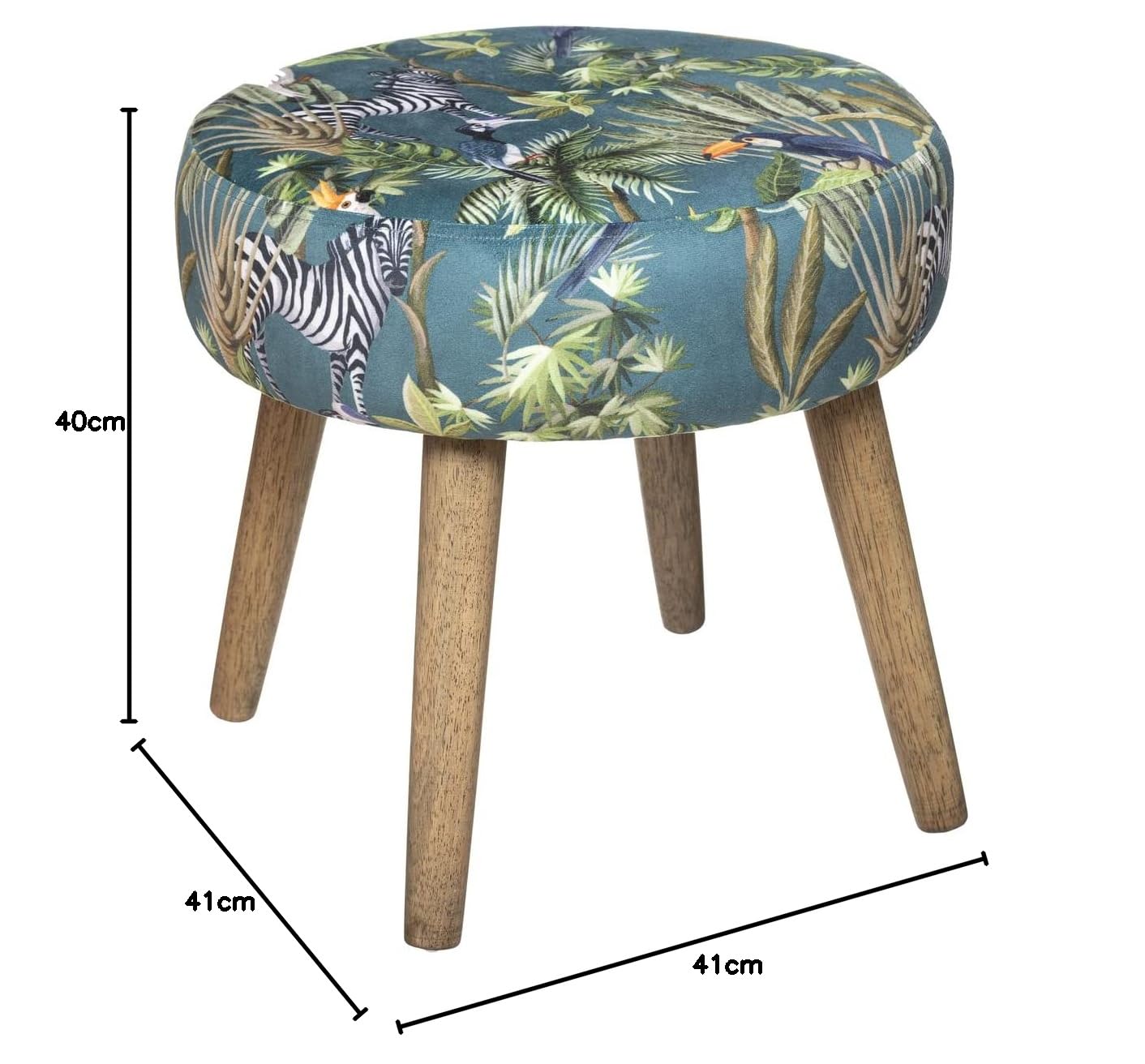 Tabouret Motifs Jungle H40 Sango Atmosphera - Emeraude