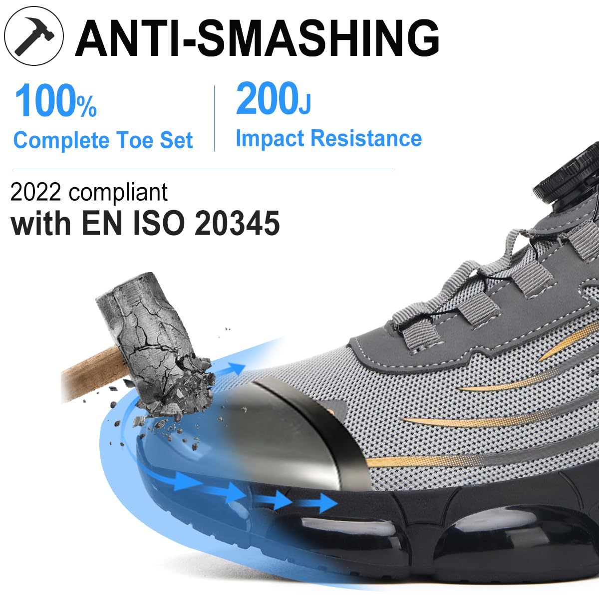Zapatos de Seguridad para Hombre Mujer Zapatillas de Trabajo Ligero Zapatos de Trabajo Calzado de Seguridad con Punteras de Acero Transpirable Antideslizante 38-46 EU