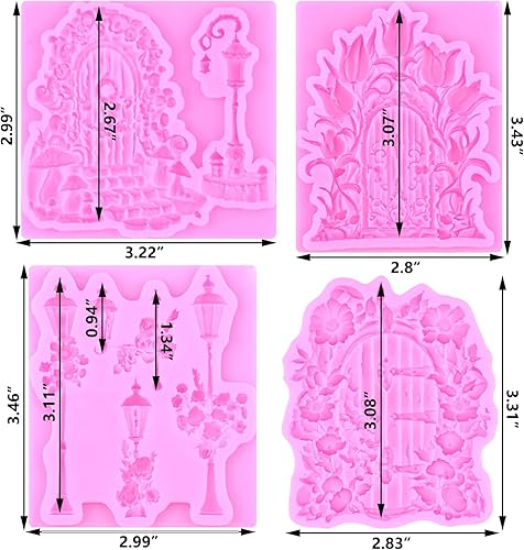Miniatura 3 de ZiXiang Molde de silicona para puerta de jardín de hadas encantadas, moldes de fondant, para puerta de flores, molde de chocolate para decoración