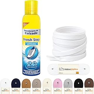 (2 Pack) Desodorante D R Original + Cordones 120 cm - Elimina Olor y Protege Fórmula Dual Active Sin Residuos Desodorante Zapatos Zapatillas Sneakers (A - Blanco)