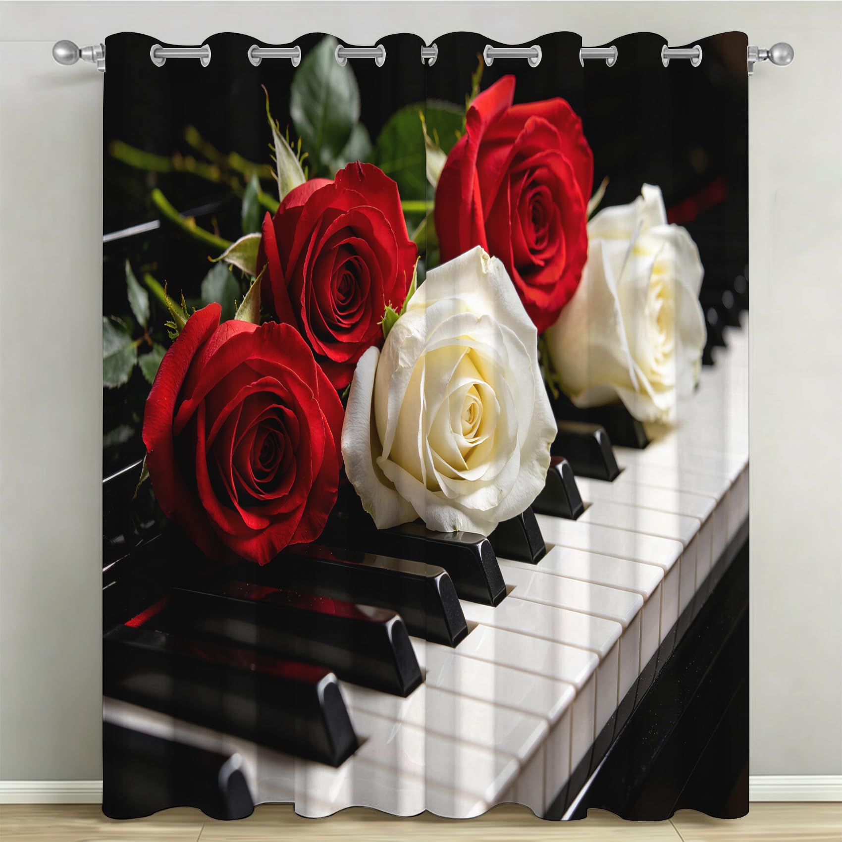 Rideau touches de piano noires et blanches pour fenêtre de salon moderne