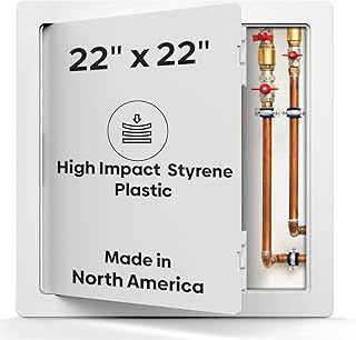 Best 22” x 22” High-Impact Styrene Plastic Access Panel with UV Stabilizers, Flush Plastic Access Door for Drywall & Ceilings, Drywall Panel for Plumbing, Wiring & Cables, White, AMZ-BA-PA-3000