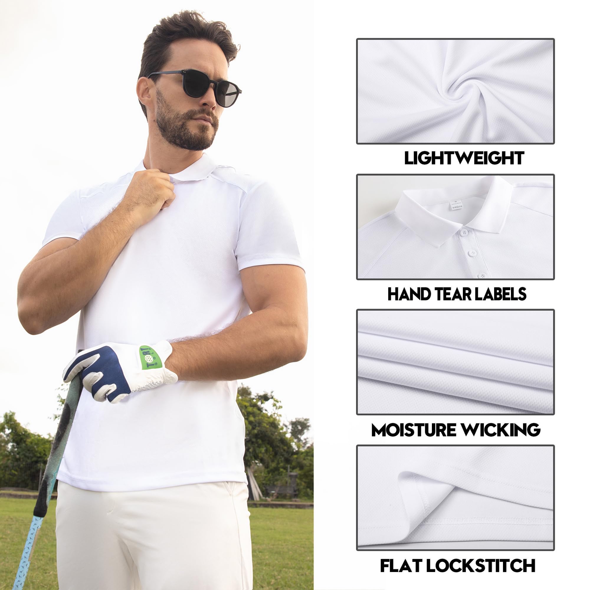 ZENGVEE Polo para Hombre Camisetas Deporte Secado Rápido Transpirable Absorción Humedad Golf Shirt Tenis Ocio Sport