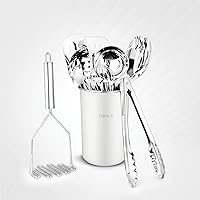Vista 7 de Avador® Premium Set of 10 Stainless Steel (GREY HOLDER) Kitchen Tool Set with Holder Easy To Clean, Space Saving, Great for Cooking, Baking, Gris