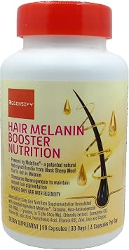 Hair Melanin Booster Nutrition [Anti Grey Hair Supplement for Men & Women | Melatine, Catalase, PABA, L-Tyrosine, He Shou Wu, Chlorella Extract, CoQ10, Folic Acid, Pantothenic Acid]