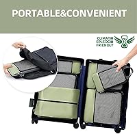 Vista 196 de BAGAIL 4 juegos/6 juegos/8 cubos de compresión para embalaje, accesorios de viaje, organizadores de embalaje expandibles (malla cuadrada, 06-beige)