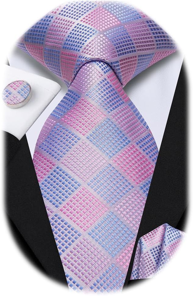 Mens Paisley Striped Tie WOVEN Necktie for Men and Handkerchief Cufflinks Set Wedding Formal Business
