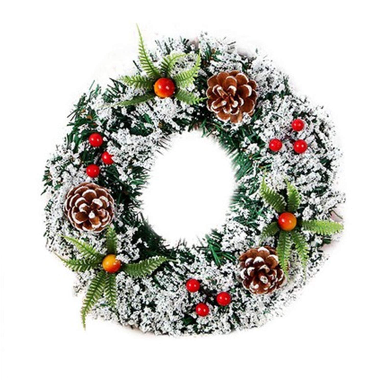 zhenao Artificial Green Leaves Wreath Wreath for Front Door Hanging Wall Window Party Decor Christmas Wreath 40cm