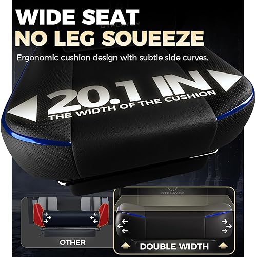 Miniatura 3 de GTPLAYER Silla de juegos grande y alta para adultos, silla de oficina ergonómica con reposapiés, capacidad resistente de 350 libras, respaldo alto,