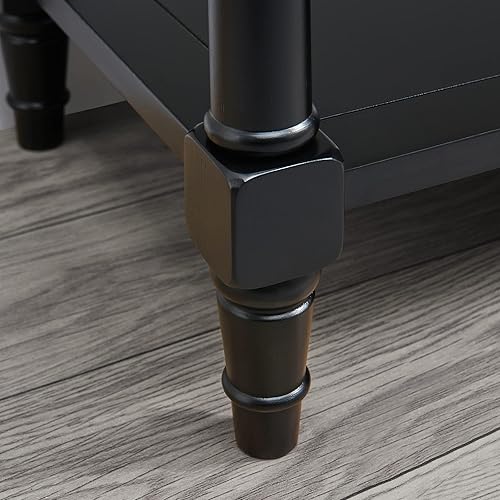 Miniatura 7 de Mesa consola de madera maciza con 2 cajones, mesa de sofá decorativa de 2 niveles de 35.4 x 30 pulgadas con estante de almacenamiento multicapa,