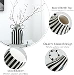 Black and White Ceramic Vase, Mid Century Modern Striped Small Vases for Flower&pampas Grass Centerpiece, Black White Checkered Vase for Dining Table Kitchen Tabletop Minimalist Decorative