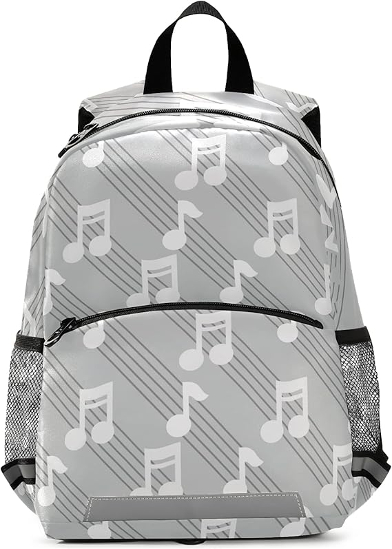 Amazon Co Jp Kyr 可愛い 音符 ストライク柄 シルバー色 リュックサック キッズ 子供用 バックパック 安全紐付き２ ８歳 女の子 男の子 幼稚園 小学生 低学年 お洒落 軽量 通園 通学 遠足 プレゼント シューズ バッグ