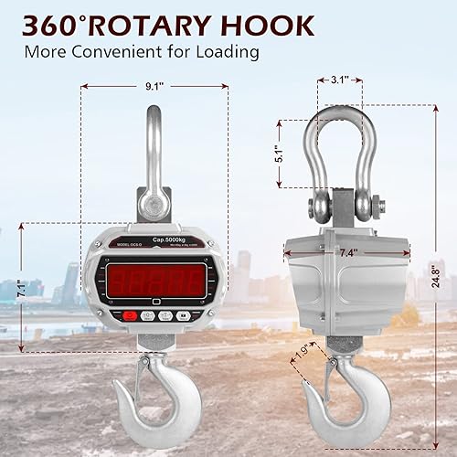 Miniatura 6 de Hyindoor 5000kg11000lbs Crane Scale 5Ton Digital Hanging Scale Heavy Duty Industrial Electronic Scale with Hook