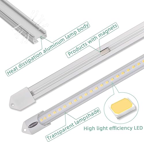 Miniatura 5 de Superiorly Kit de reacondicionamiento de tira magnética LED de 4 pies, tubo LED de 4 pies de montaje magnético de 36 W, 5400 lúmenes, luz cálida de