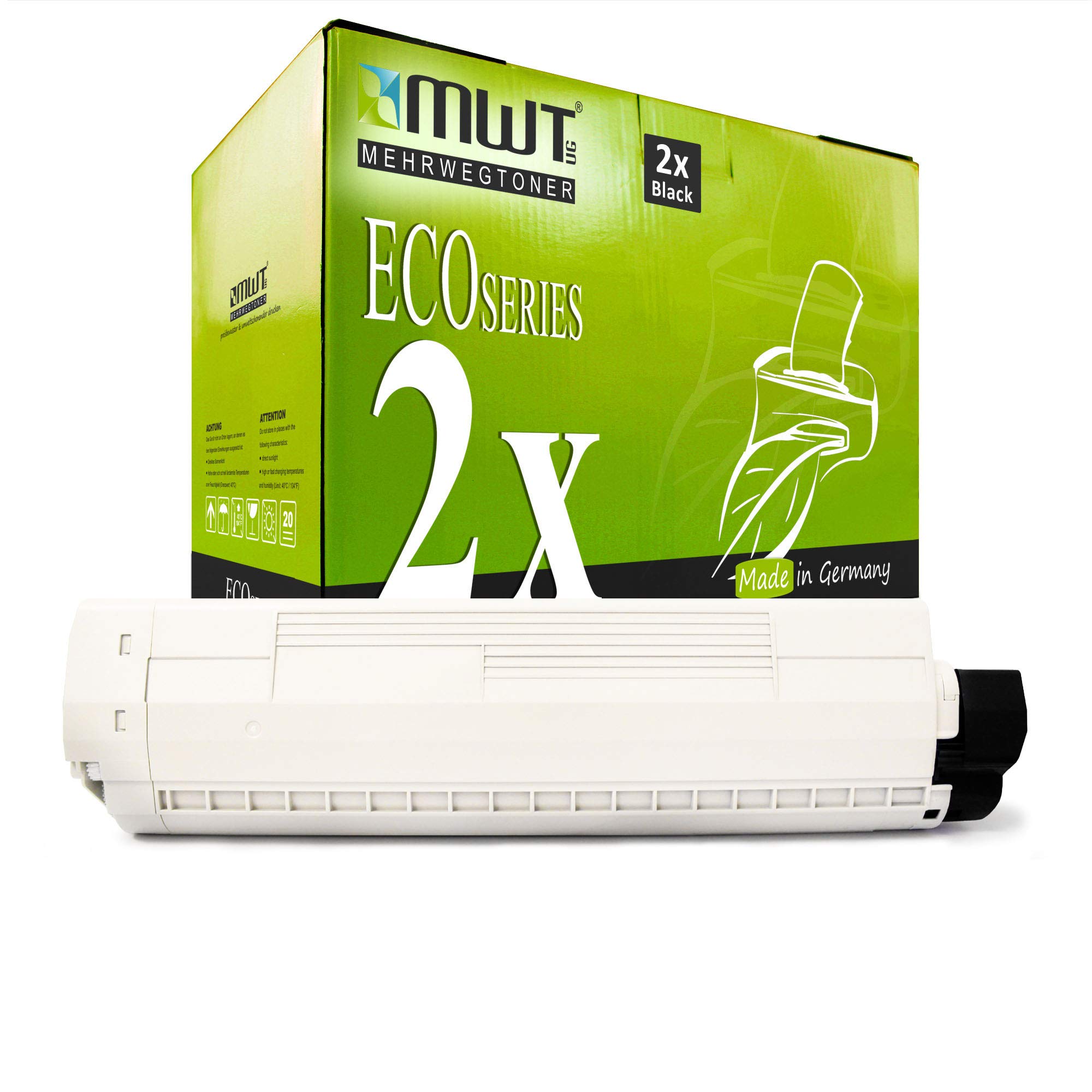 2X MWT Cartucho Compatible para Oki ES8430 ES8430DN sustituye Negro Cartucho Toner Cartucho