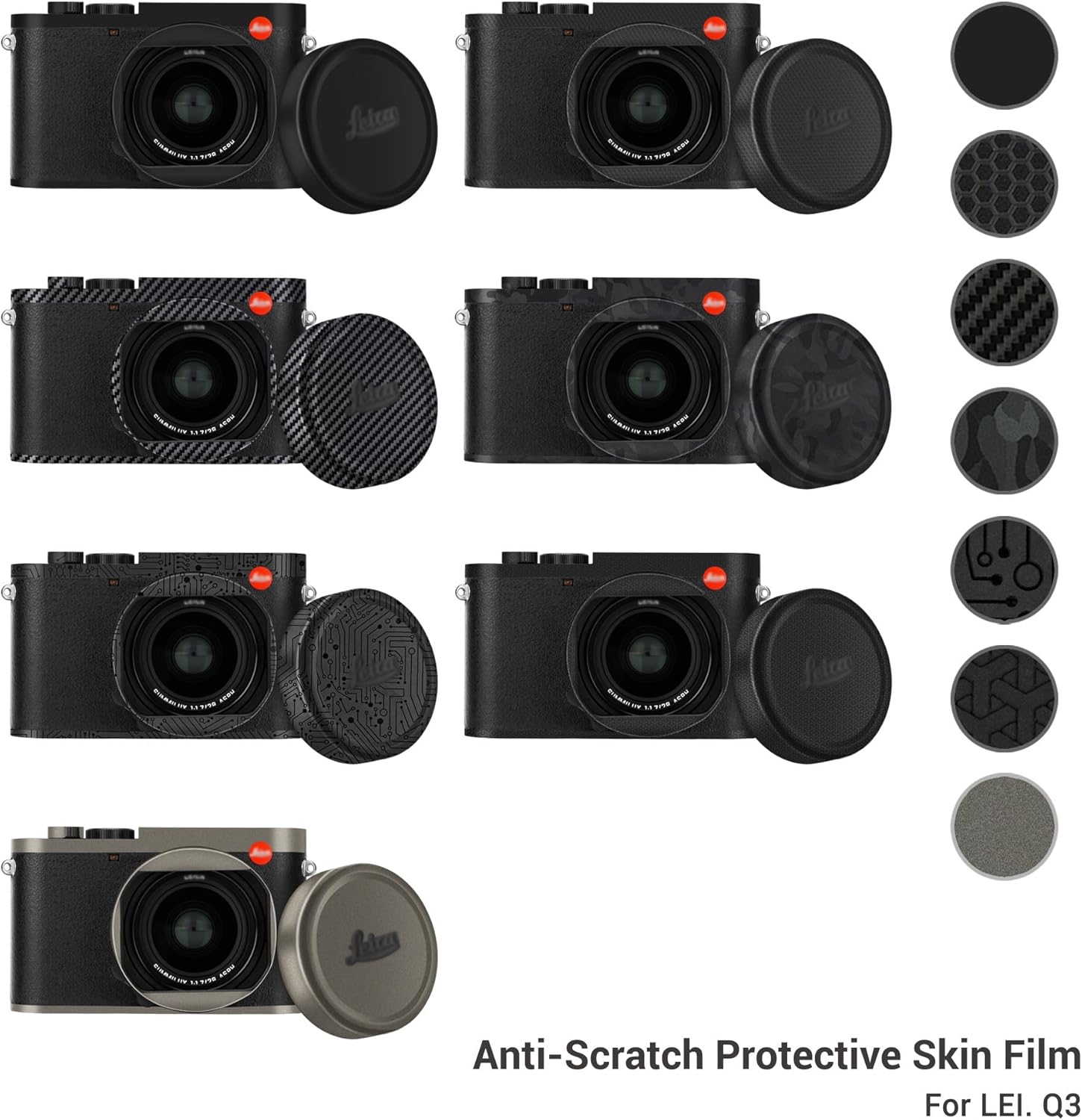 Kiorafoto Q3 Camera Body Skin, Anti-Scratch Anti-Wear Camera Body Skin Cover Protector Film for Leica Q3 Digital Camera Protective Decoration Sticker - Black