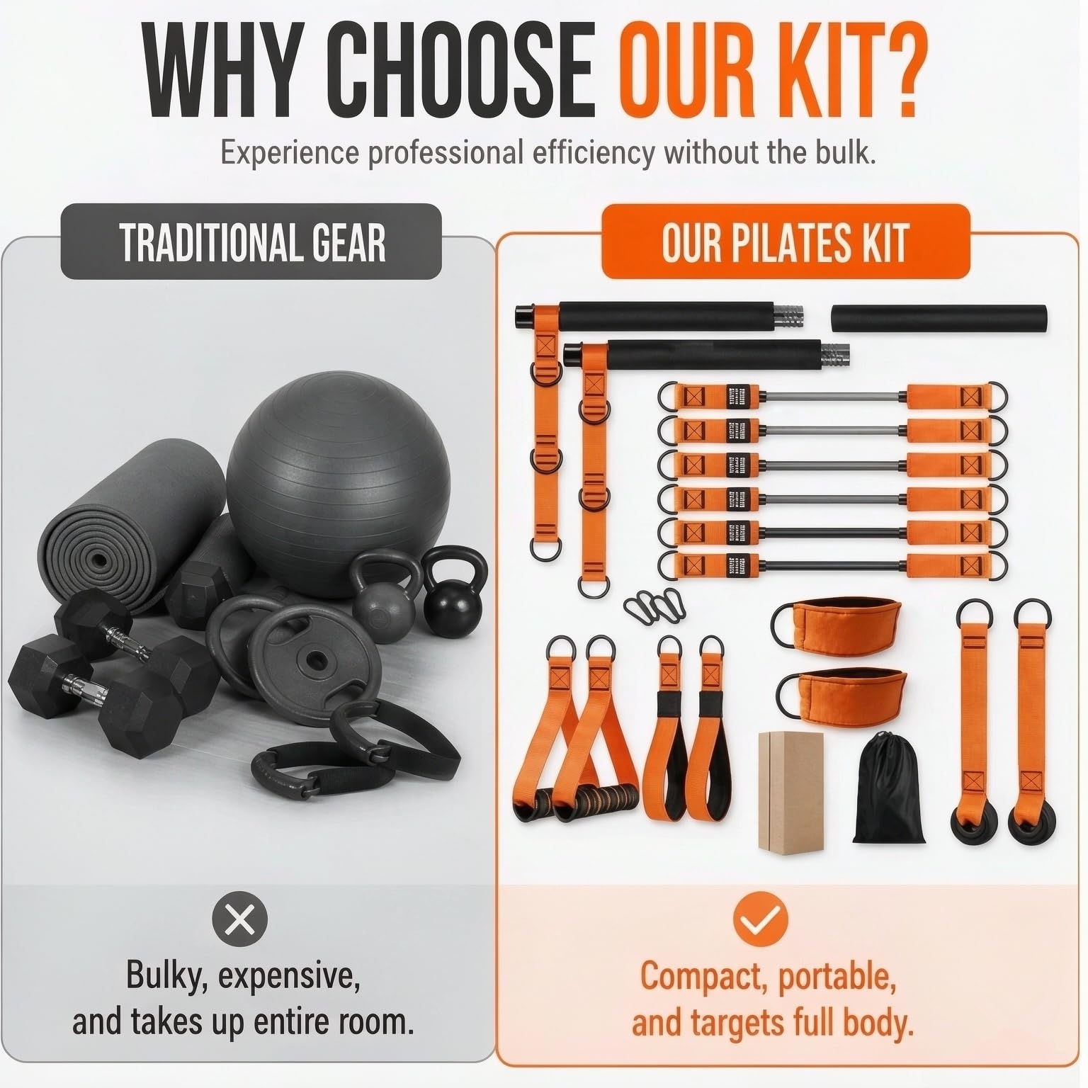 Aneedpicks Pilates Bar Kit mit Widerstandsbändern