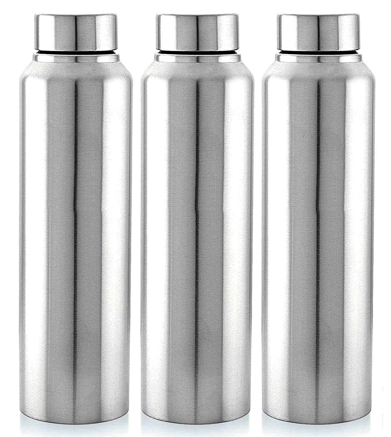 Stainless Steel Fridge Water Bottle/Refrigerator Bottle 1000ml Silver 3 Bottle Set