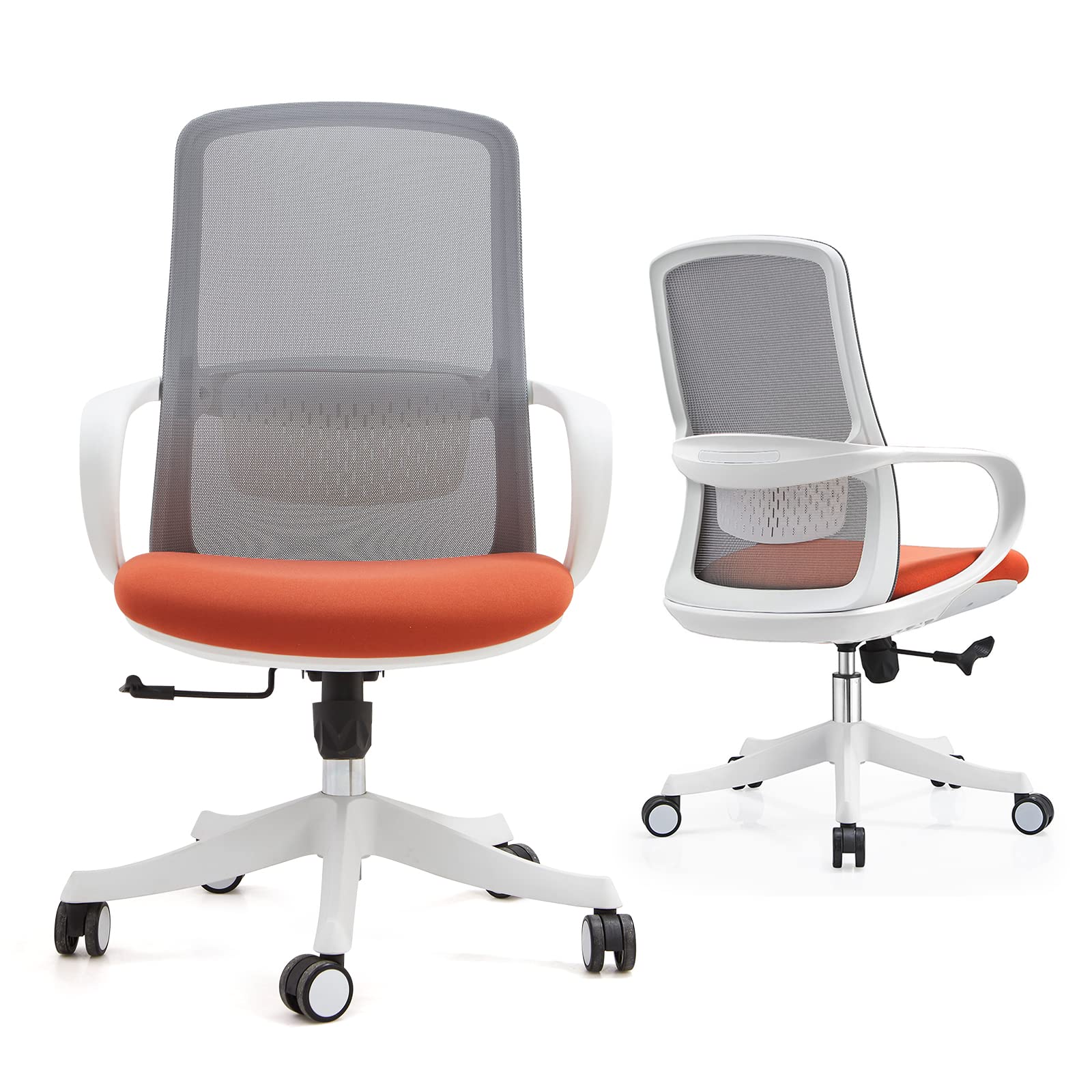Ergonomic Office Chair with One-piece Armrests Breathable Mesh Computer Chair Lumbar Support Home Office