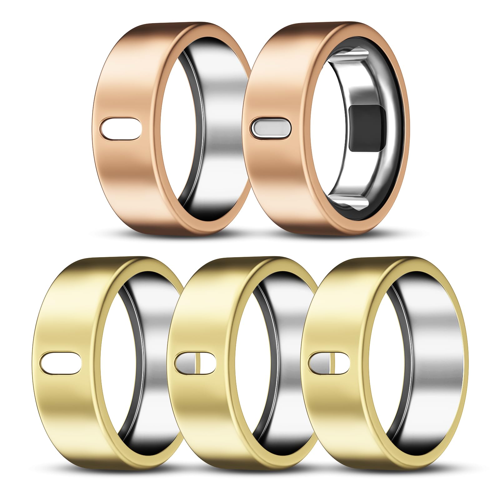 Photo 1 of ZOOROO 5 Pack Cover Compatible with Oura Ring Gen 4/Oura Ring Gen 3/3 Horizon, Support Charging with Cover on, Anti-Scratch TPU Protector for Women Men (Gold*3+Rosegold*2, Size 10)