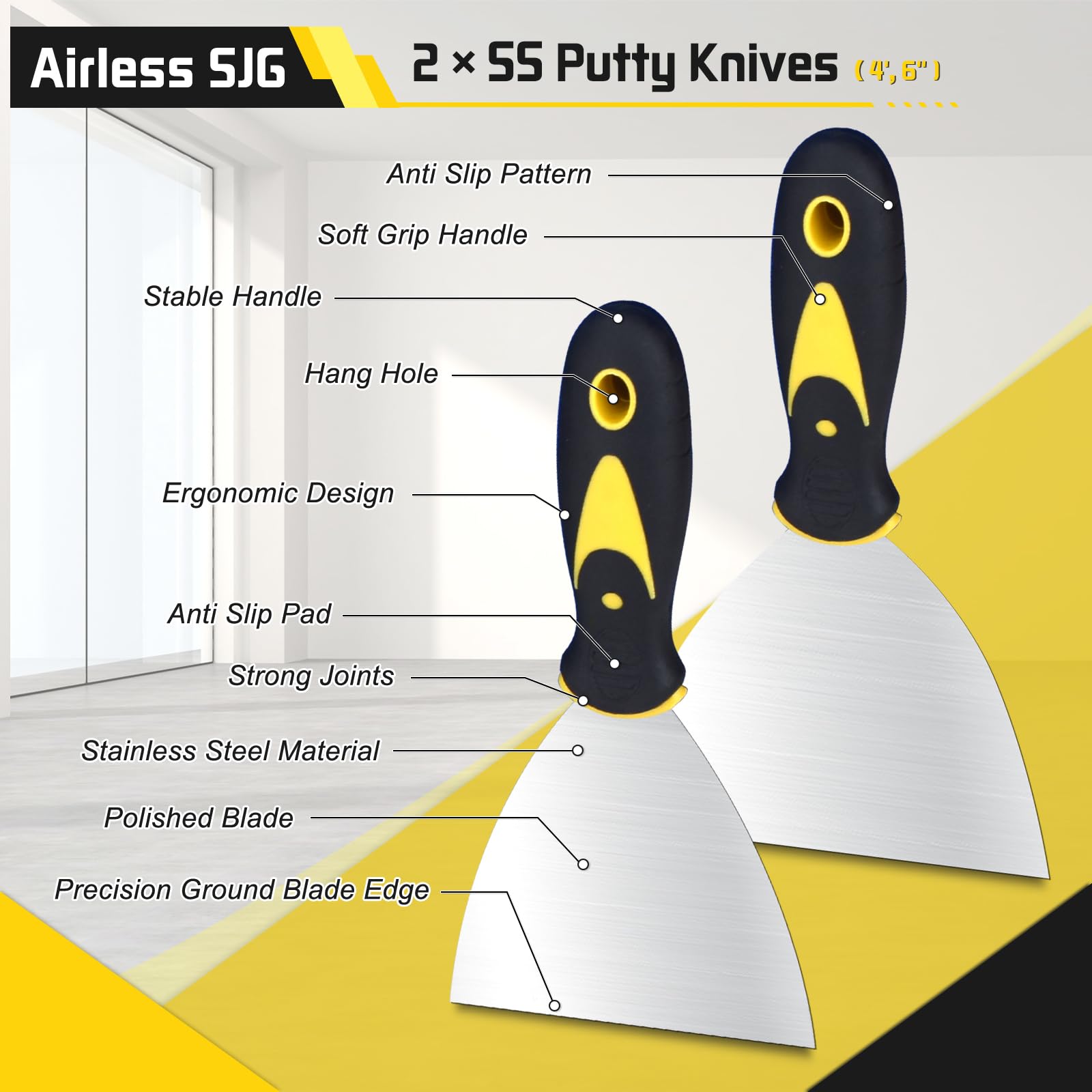 Kit 14pcs Outils Plaquiste Professionnel, Couteaux à Mastic et Enduire en Acier Inoxydable 304, Bac à Enduit 35cm, Éponges Abrasives Réutilisables, Sac de Transport Oxford – Rénovation Maison