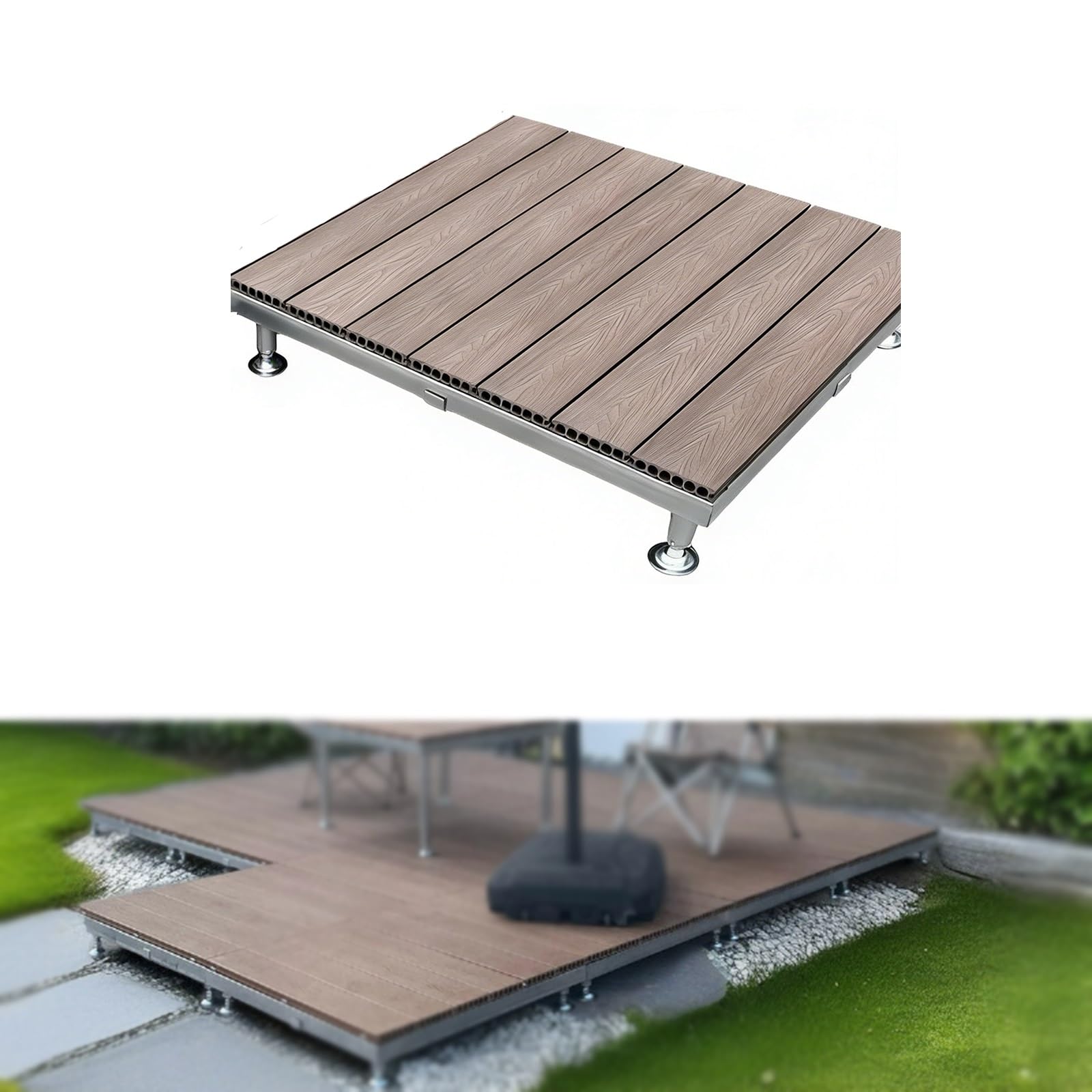 Odporny na warunki atmosferyczne Modułowy pokład,Platforma pokładowa kompozytowa-Modułowy Pływający Deck Kit Modular for Patio, Lawn & Backyard(Purple Sandalwood Color)