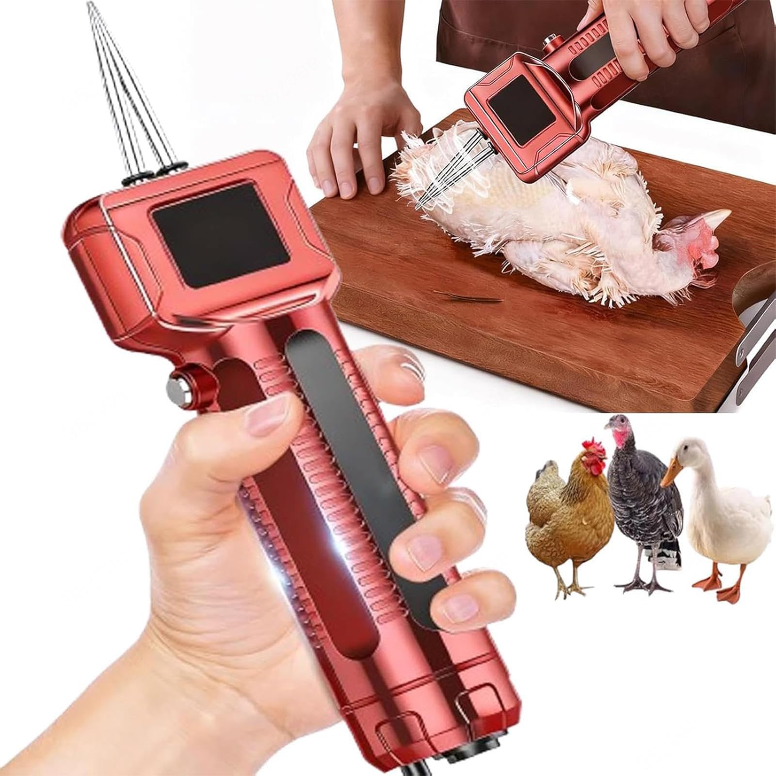 Máquina desplumadora de aves de corral, pavo y pollo, desplumadora manual de 70 W, cabezal cónico de acero inoxidable 304, elimina fácil y rápidamente el plumaje fino de pavos, patos