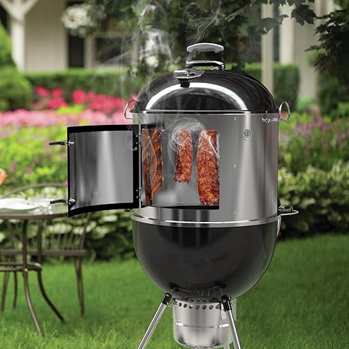 Miniatura 3 de only fire Accesorio de cocción y ahumado de parrilla de acero inoxidable, carbón, sistema de colgado de costillas para parrillas de carbón Weber de