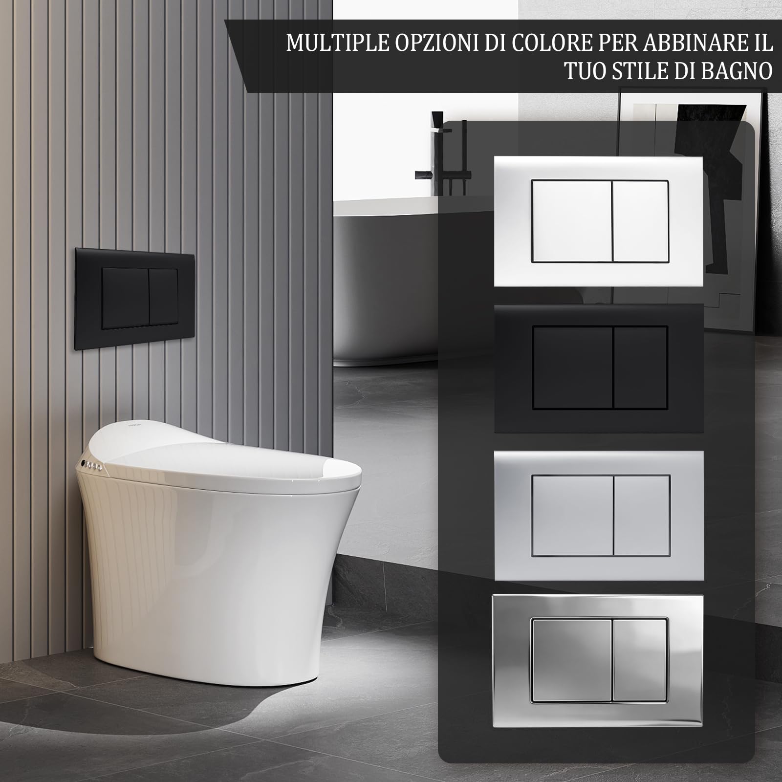 Placca di Comando WC,Compatibile con Geberit Sigma Gamma, UP300 e UP320, silenzioso, durevole e risparmiatore d'acqua, dimensioni 246x164 mm | Opaco（nero）