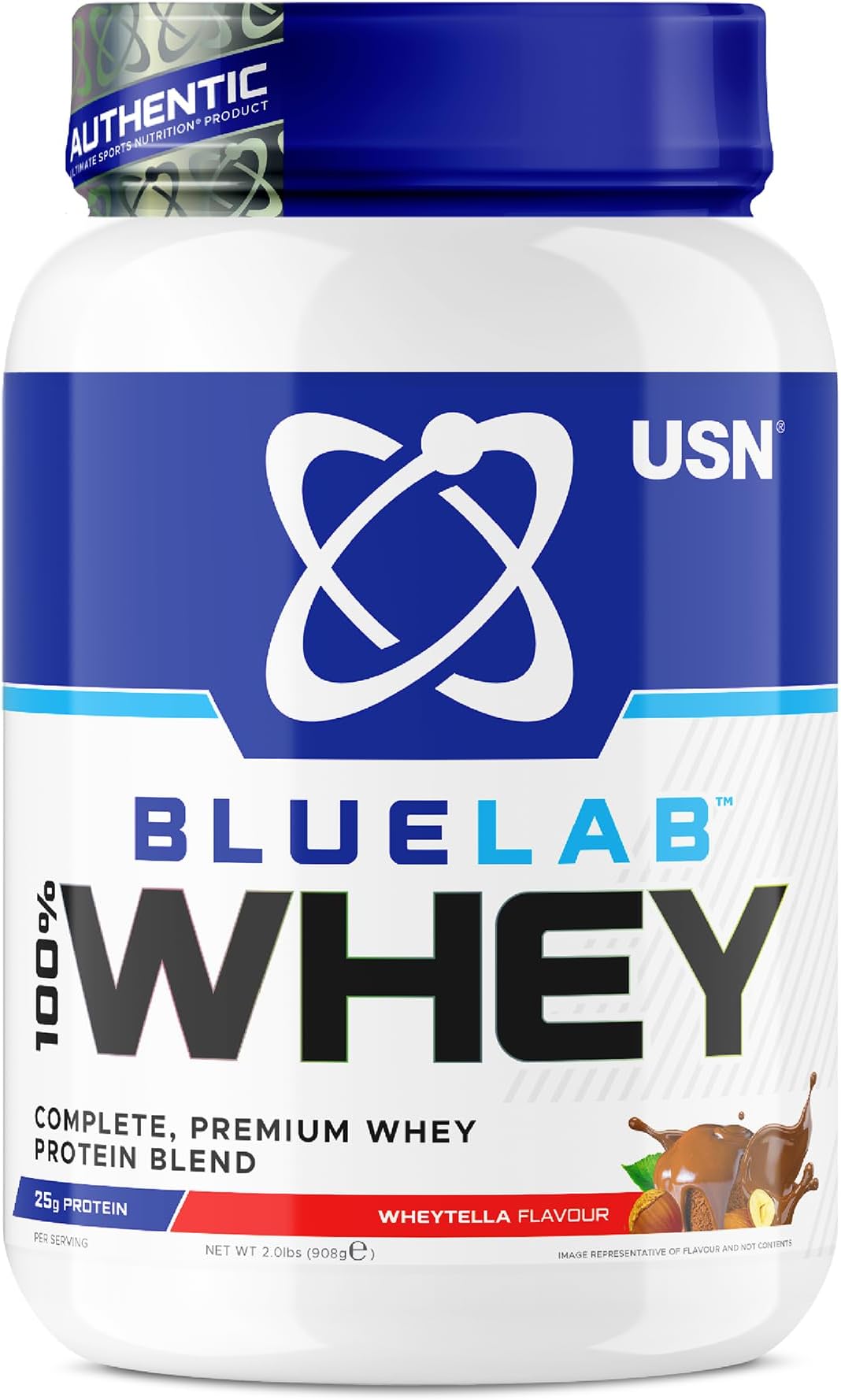 BlueLab 100% Whey Protein Powder 908g (26 Servings) - 25g Protein Per Serving - Whey Isolate, Hydrolysate & Concentrate Blend - High Protein Shake for Muscle Growth & Recovery - Wheytella