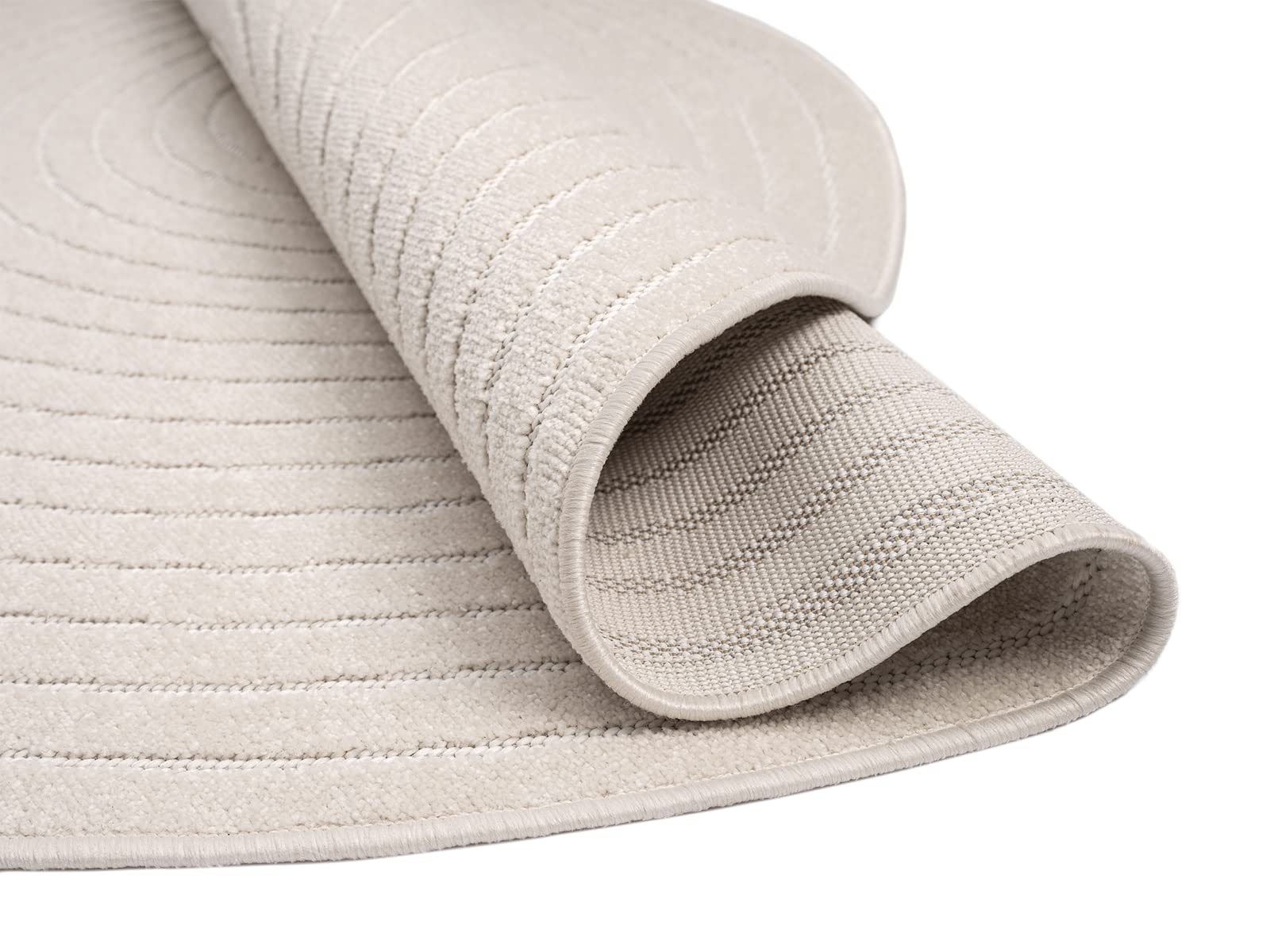 the carpet Santo Plus – Tapis d'extérieur de Haute qualité, adapté au Salon, à la Chambre et à la terrasse, résistant aux intempéries, Durable et Facile d'entretien, Crème, 160 cm Rond