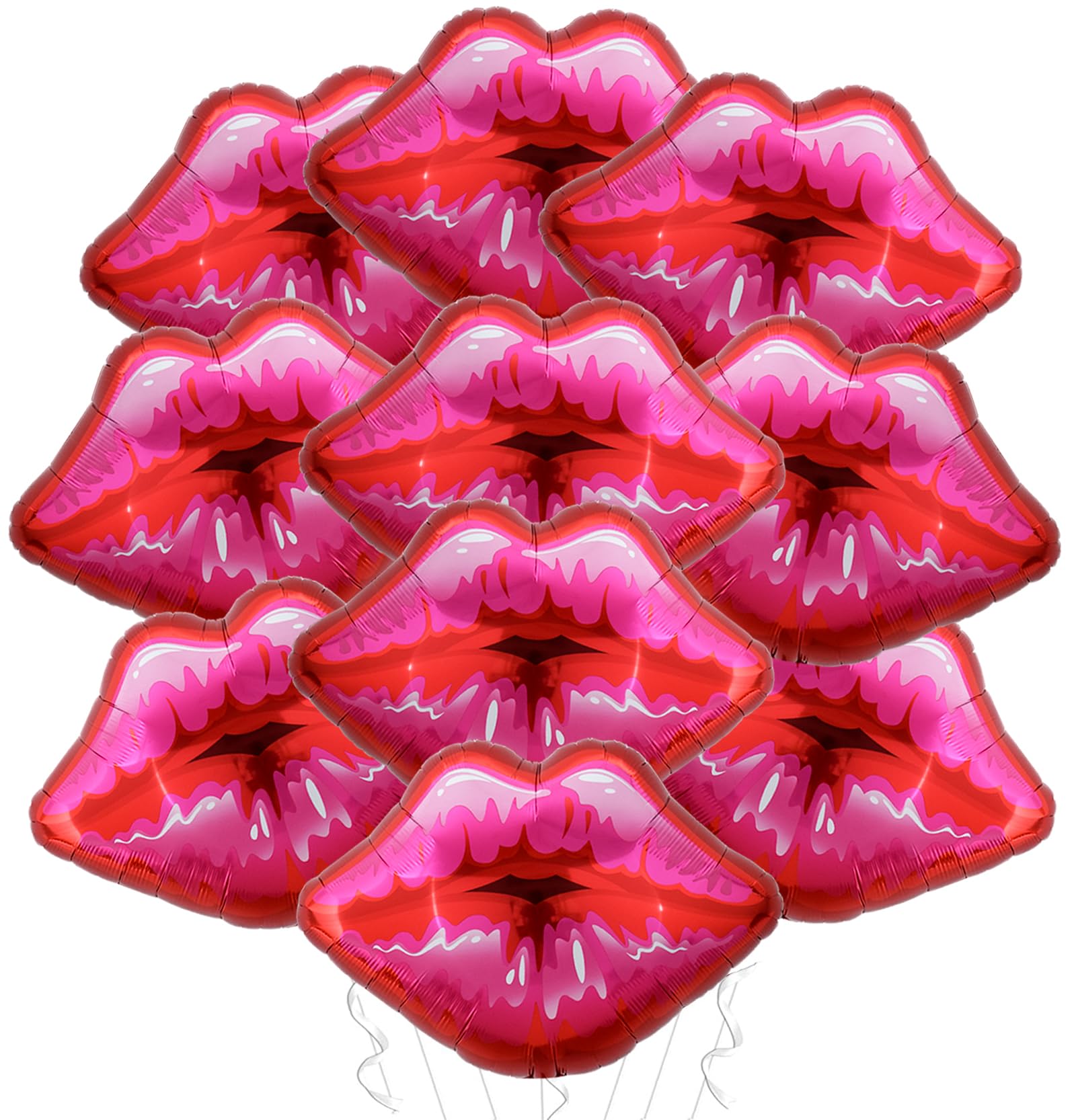 10 Packs of Large Pink Huge Red Lips Balloons Heart Ballons for Makeup Themed Party Anniversary Decor, Kiss The Miss Goodbye(30 Inch)