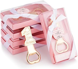 24 Packs 1st Birthday Party Favor and Souvenir Bottle Opener - Perfect Return Gifts for Guest and Decorations for Baby's First Birthday Party (Pink)