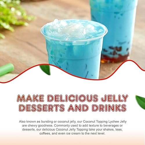 Miniatura 5 de New Fanale Coconut Jelly Topping nata de coco para té Boba  Helado  Yogur  Batido  Té con leche  Postres (Lychee, 8.3 lb)