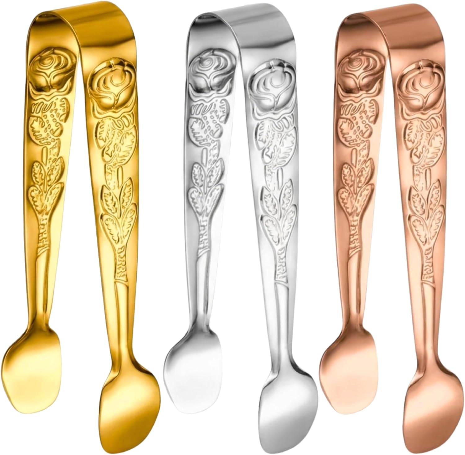 Mini Serving Tongs, Small Sugar Tongs 3 PCS, Serving Utensil Set for Sugar Cubes, Pastries, and Desserts, High-Shine Polished Stainless Steel for Kitchen