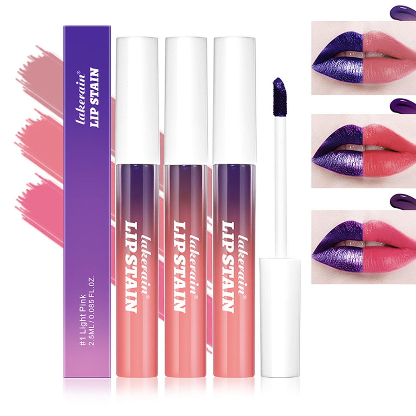 Peel Off Lip Stain Set, 3 Colors Long-Lasting Matte Lip Tint, Nonstick Cup Lip Gloss Mask, Peel & Reveal Lip Color Kit for Girls and Women, Nude Shades for Daily Makeup Look