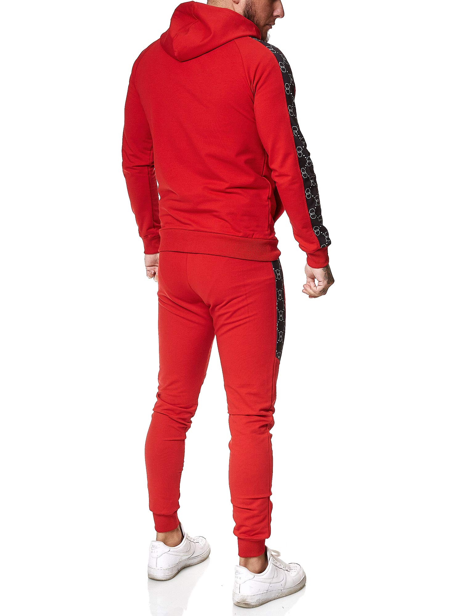OneRedox Męski dres do joggingu, dres sportowy model 13108 czerwono-czarny S, czerwony/czarny, S